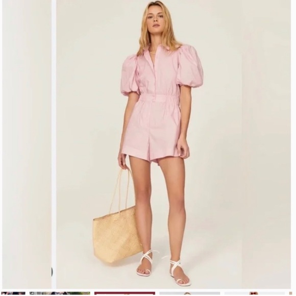 HUNTER BELL Pants - Hunter Bell Pia Pink Puff Sleeve Romper 6 Cocktail Resort cruise